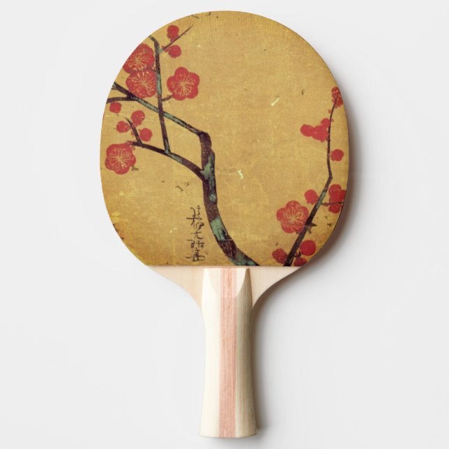 Oriental floral vintage japanese cherry blossom ping pong paddle (Front)