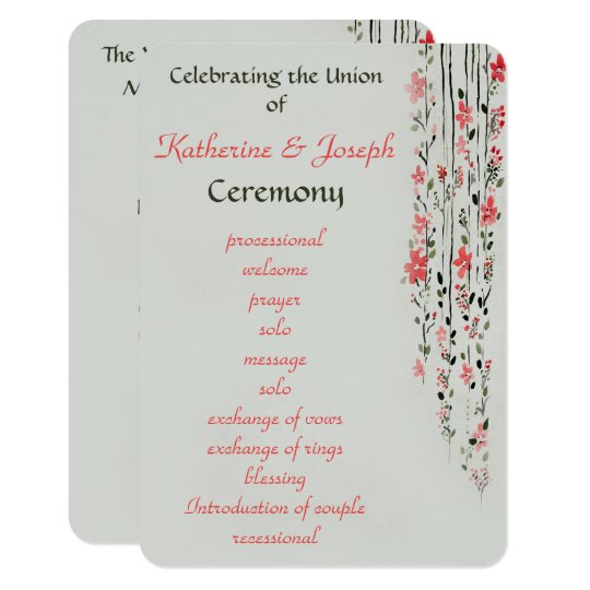 oriental floral watercolor wedding program party zazzle com
