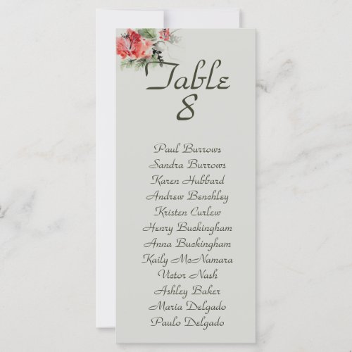 Oriental floral watercolor wedding seating chart