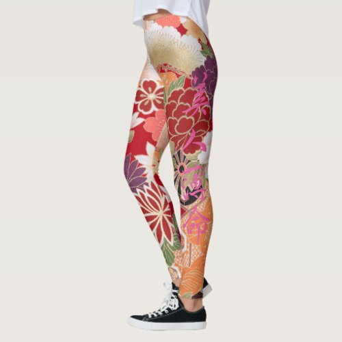 Oriental Flower Print Leggings