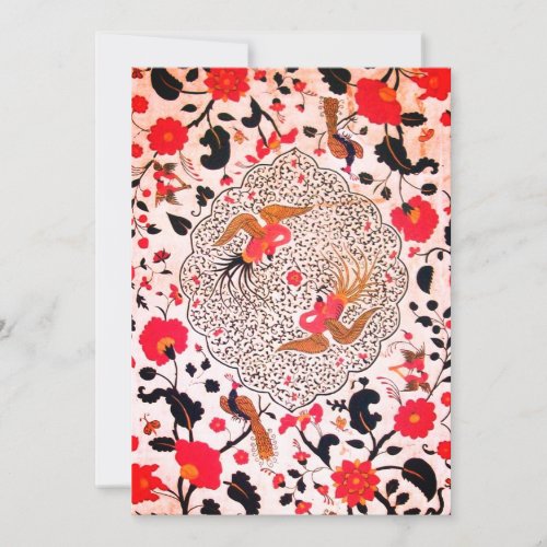 ORIENTAL FLOWERS AND BIRDS Black White Red Announcement