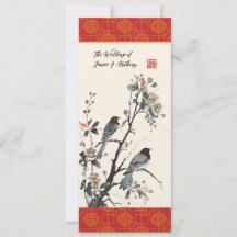 Oriental Flowers birds modern Chinese wedding