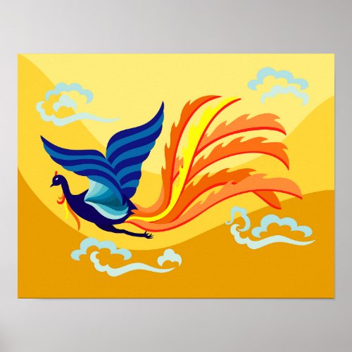 Oriental Flying Phoenix Poster
