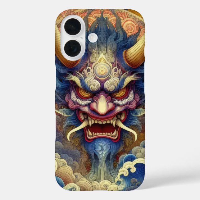 Oriental fractal abstract Oni demon face Case-Mate iPhone Case (Back)