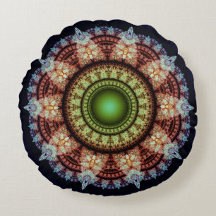 Oriental fractal splendid ornament round pillow