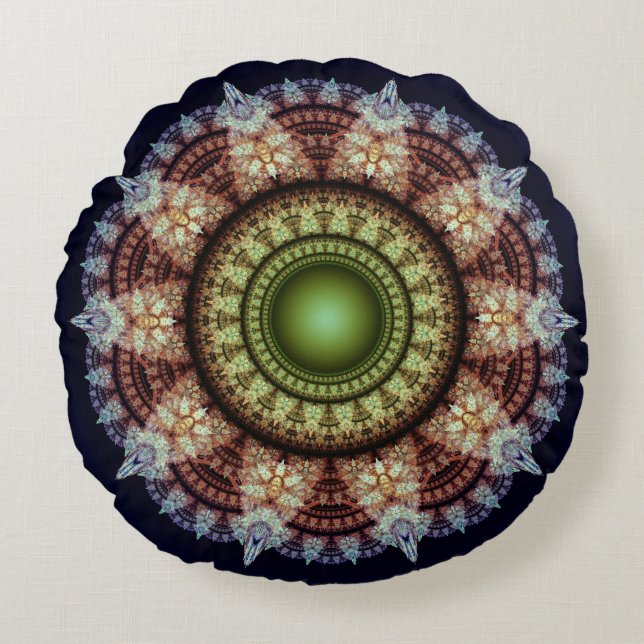 Oriental fractal splendid ornament round pillow (Front)