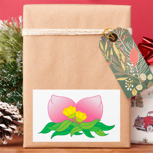 Oriental Fruit And Flowers Rectangular Sticker