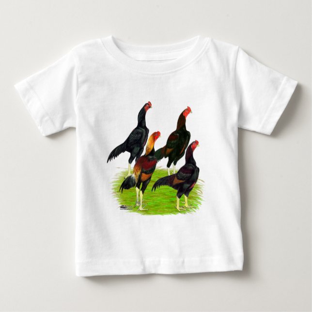 Oriental Game Fowl Quartet Baby T-Shirt (Front)