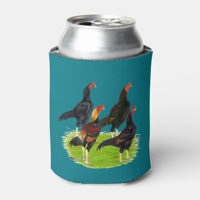 Oriental Game Fowl Quartet Can Cooler (Can Front)