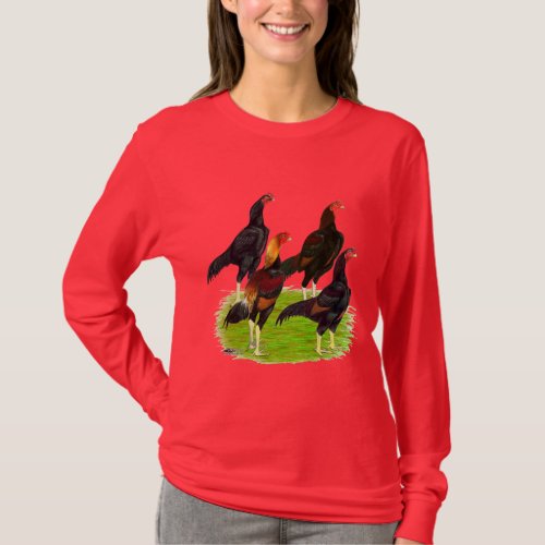 Oriental Game Fowl Quartet T_Shirt