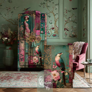 Oriental Garden Bird & Floral Collage Art Tissue Paper