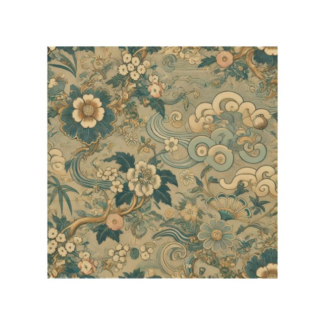 Oriental Garden Pattern Wood Wall Art (Front)