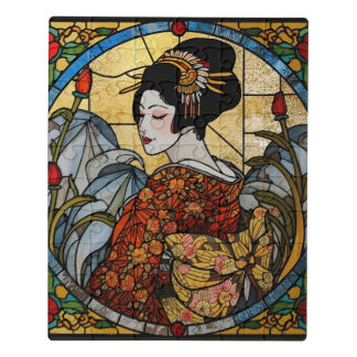 Oriental Geisha Acrylic Stained Glass   Jigsaw Puzzle