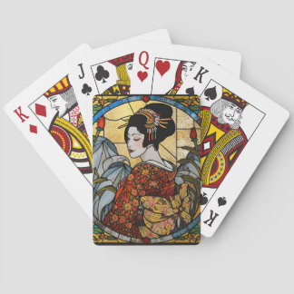 Oriental Geisha Stained Glass Poker Cards