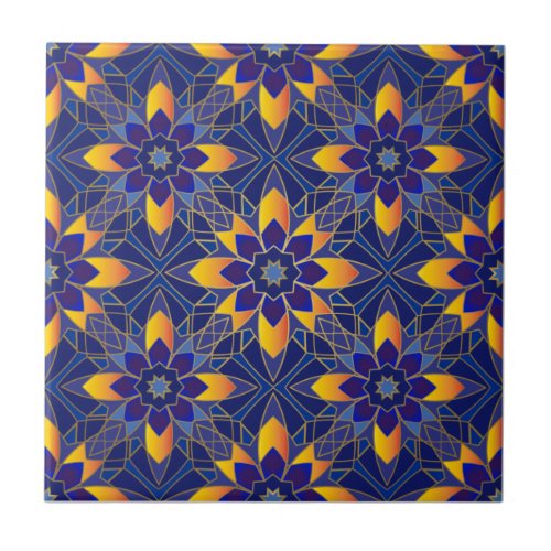 Oriental Geometric Pattern Ceramic Tile