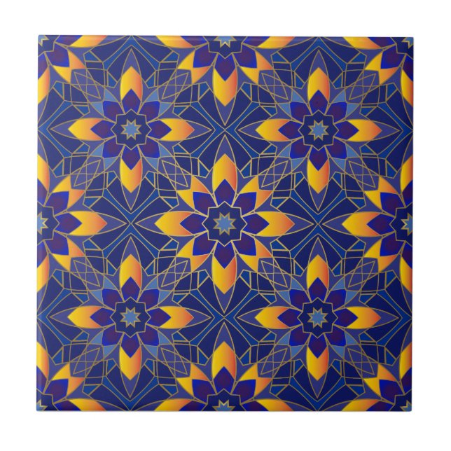 Oriental Geometric Pattern Ceramic Tile (Front)