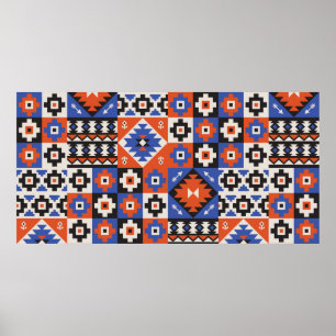 Oriental geometric seamless pattern. Ethnic design Poster