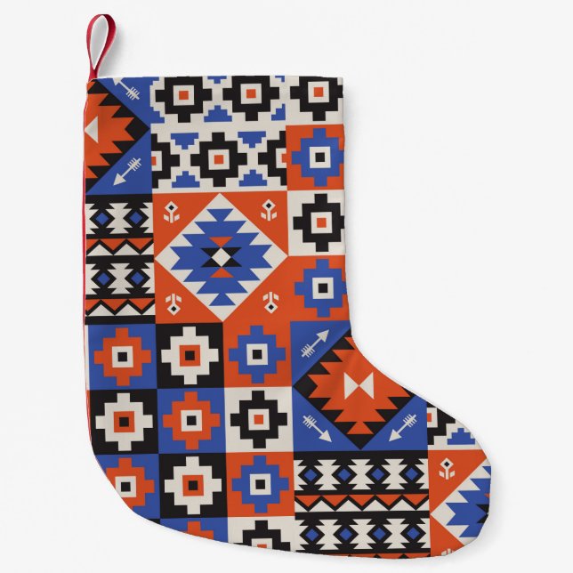 Oriental geometric seamless pattern. Ethnic design Small Christmas Stocking (Front)