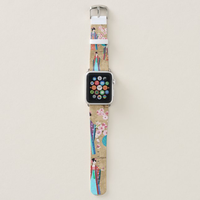 Oriental girl in retro costumejapanese, chinese, a apple watch band (Front)