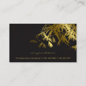 Oriental Gold And Black Bamboo Leaves Stylish Zen Business Card (Back)