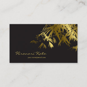 Oriental Gold And Black Bamboo Leaves Stylish Zen Business Card
