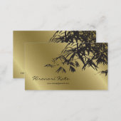 Oriental Gold And Black Bamboo Leaves Stylish Zen Business Card (Front/Back)