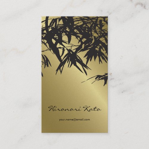 fatfatin Bamboo Leaves Gold Black Zen Profile Card Business Cards