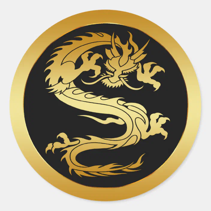 Oriental Gold Dragon Classic Round Sticker Zazzle Com