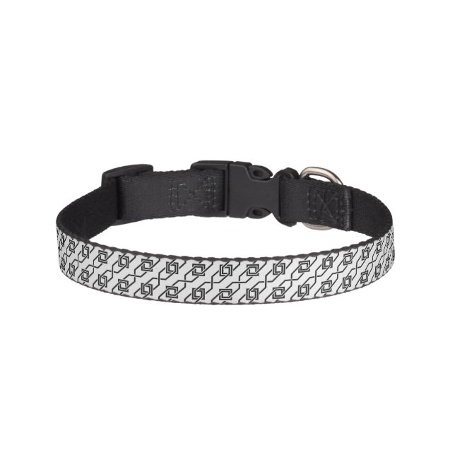 Oriental Gray White Japan Yukata Geometric Pattern Pet Collar (Front)