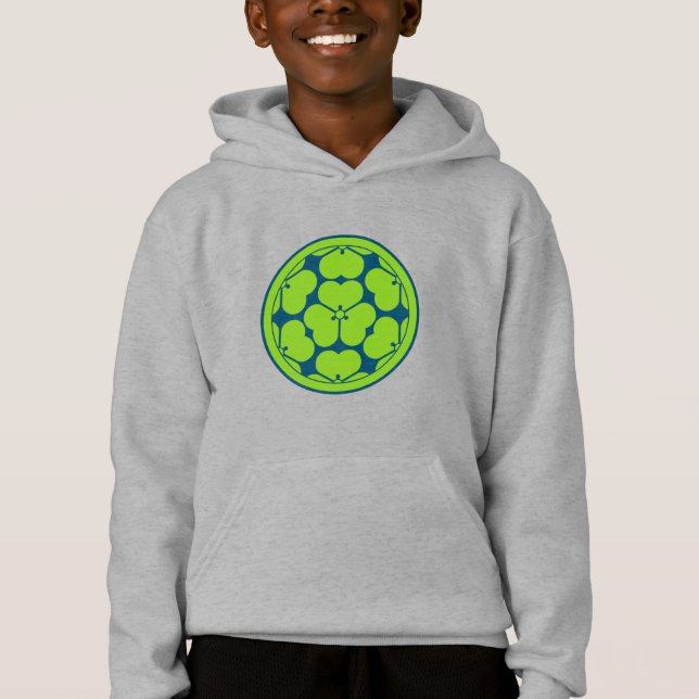 Oriental Green Blue Chosokabe Japan Mon Art Hoodie (Front)