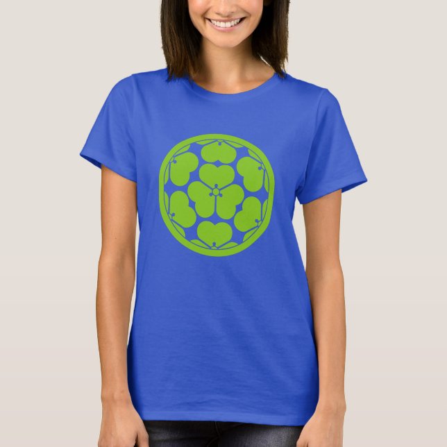 Oriental Green Blue Chosokabe Japan Mon Vector Art T-Shirt (Front)