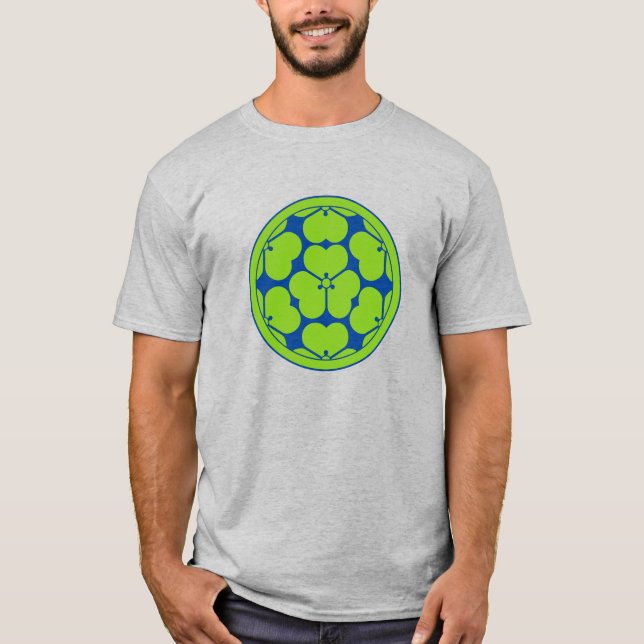 Oriental Green Blue Chosokabe Japan Mon Vector Art T-Shirt (Front)