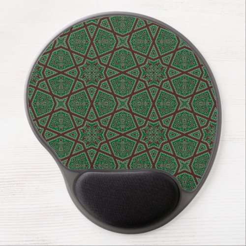 Oriental Green Brown Arabic Egypt Geometric Repeat Gel Mouse Pad
