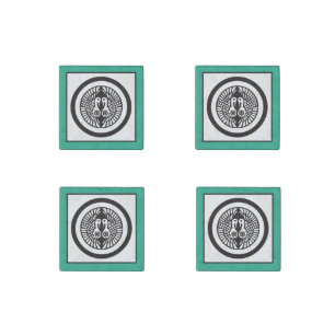 Oriental Green Grey Ikko Ikki Japan Mon Art Stone Magnet