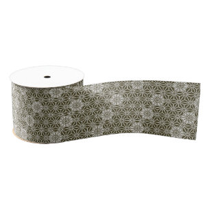 Oriental Green Matsuba Asanoha Japan Pattern Grosgrain Ribbon
