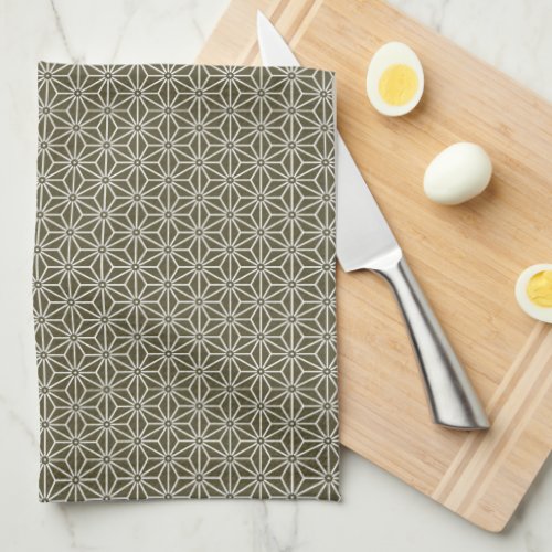 Oriental Green Matsuba Asanoha Japan Pattern Kitchen Towel