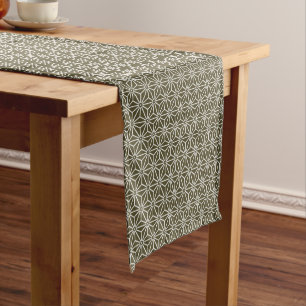 Oriental Green Matsuba Asanoha Japan Pattern Short Table Runner