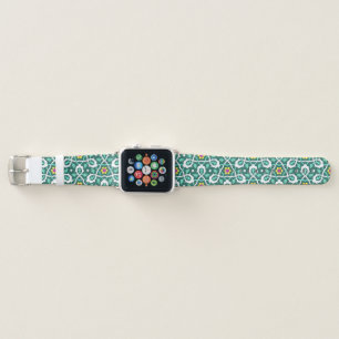 Oriental Green White Ottoman Turkish Floral Style Apple Watch Band