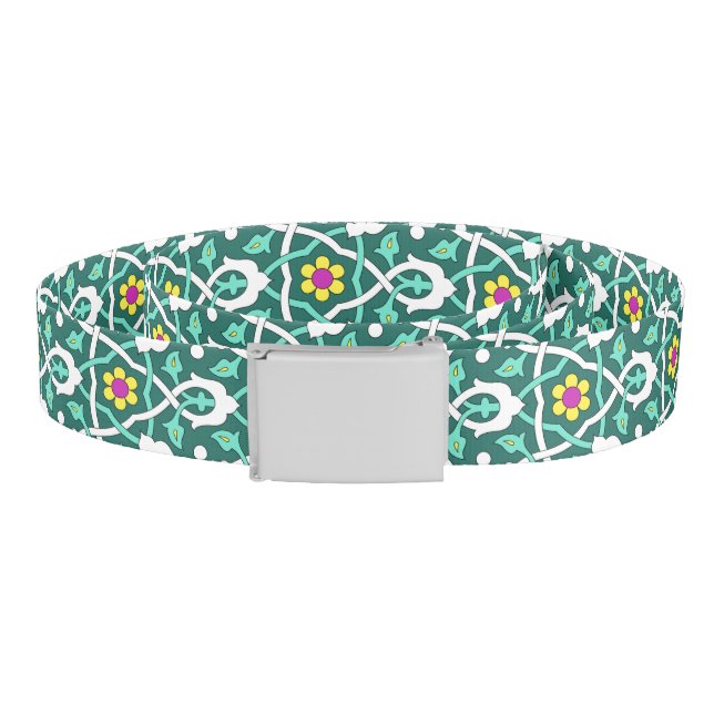 Oriental Green White Ottoman Turkish vine design Belt (Coil)