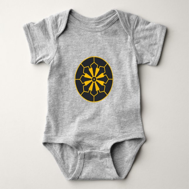 Oriental Grey Japan Sanja Matsuri Komagata Mon Baby Bodysuit (Front)