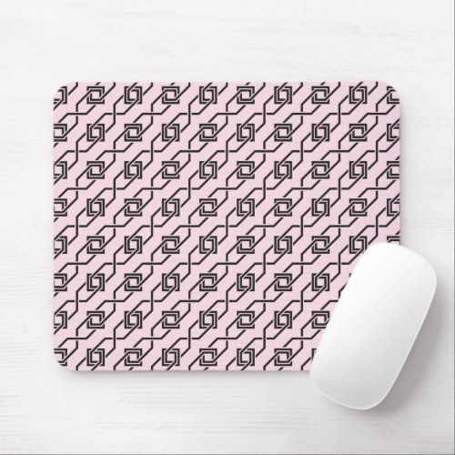 Oriental Grey Pink Japan Yukata Geometric Pattern Mouse Pad