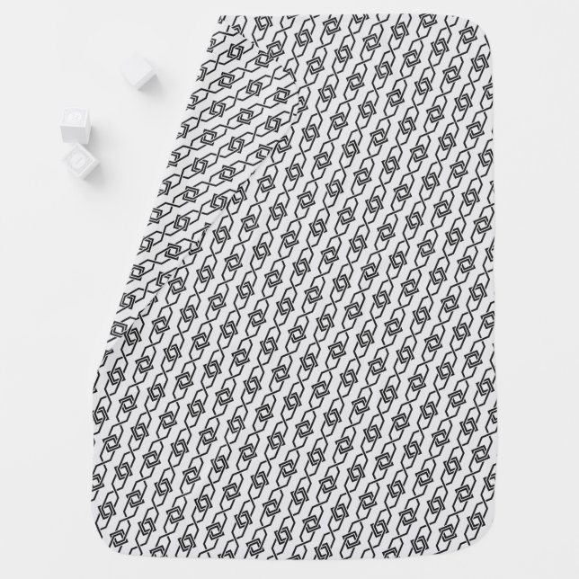 Oriental Grey White Japan Yukata Geometric Pattern Baby Blanket (In Situ)