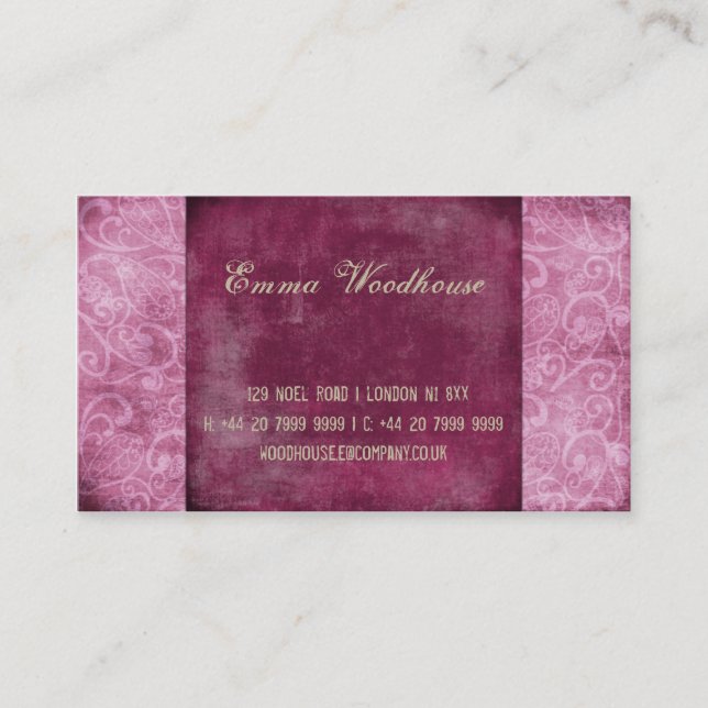 Oriental Grunge Berry Red Business Card (Front)