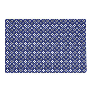Oriental Indigo Blue White Katazome Flower Pattern Placemat