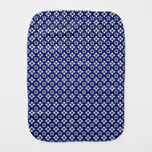 Oriental Indigo White Katazome Flowers Pattern Baby Burp Cloth
