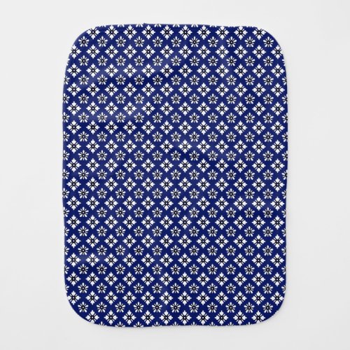 Oriental Indigo White Katazome Flowers Pattern Baby Burp Cloth