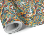 oriental inspired intricate floral pattern  wrapping paper