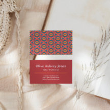 Oriental Inspired Pattern Red Orange Business Card