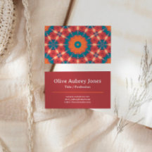 Oriental Inspired Red Orange Teal Business Card