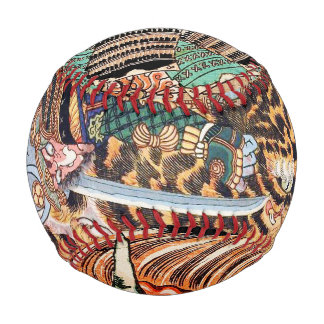 Oriental japanese samurai tiger and demon vintage baseball